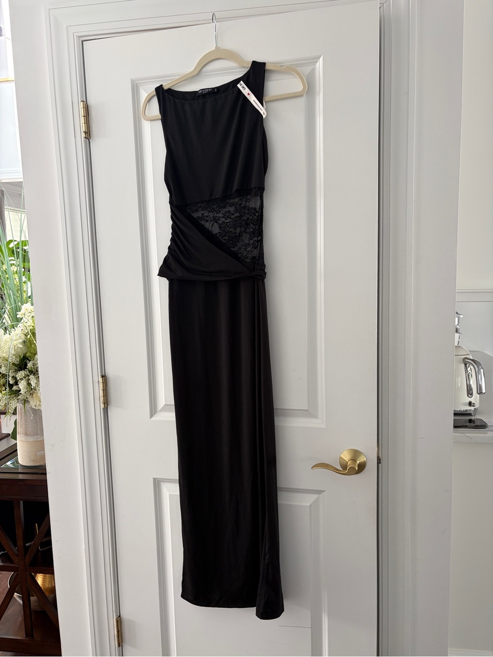 Lucy in the Sky Black Maxi Dress with Lace Waist Panel size S